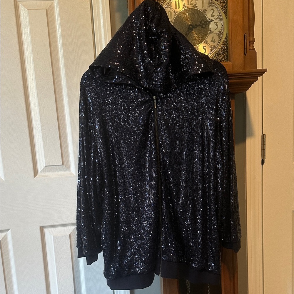 Chico's Zenergy Midnight Blue Sequin Jacket